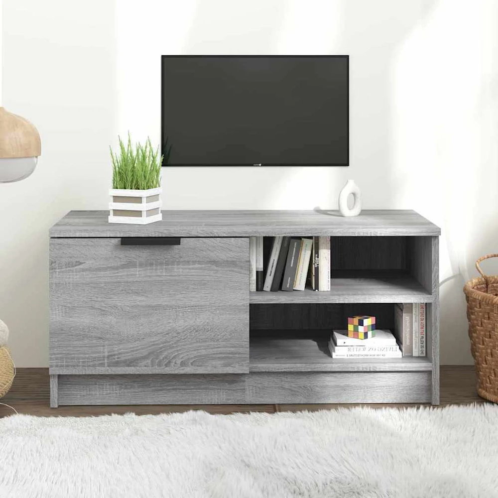 TV staliukas Televizoriaus spintelė, pilka, 80x35x36,5cm, apdirbta mediena