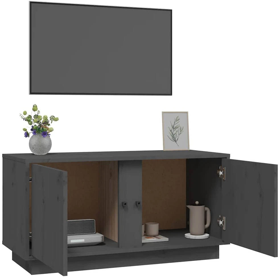 TV staliukas Televizoriaus spintelė, pilka, 80x35x40,5cm, pušies masyvas