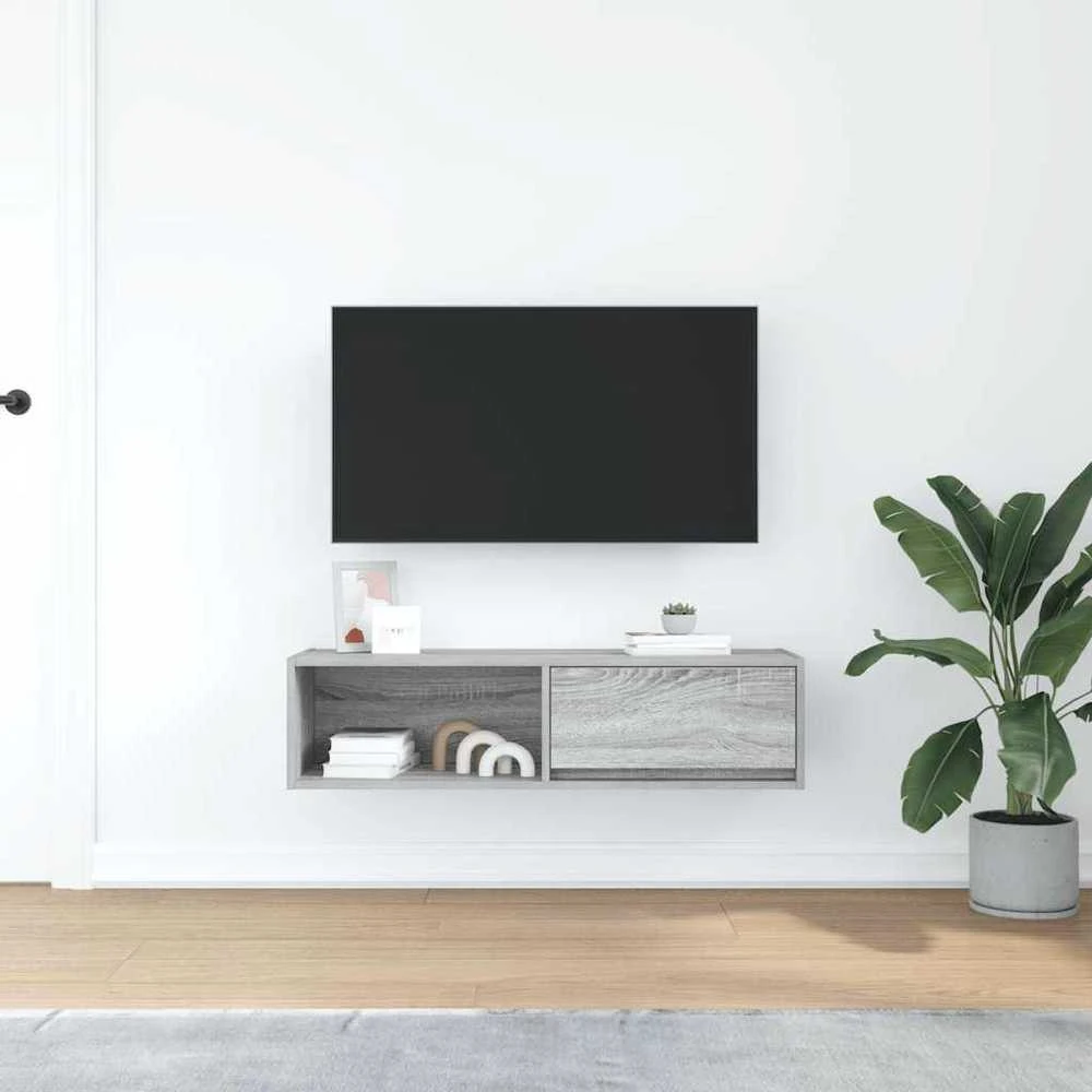 TV staliukas Televizoriaus spintelė, pilka ąžuolo, 100x31x25,5 cm, mediena