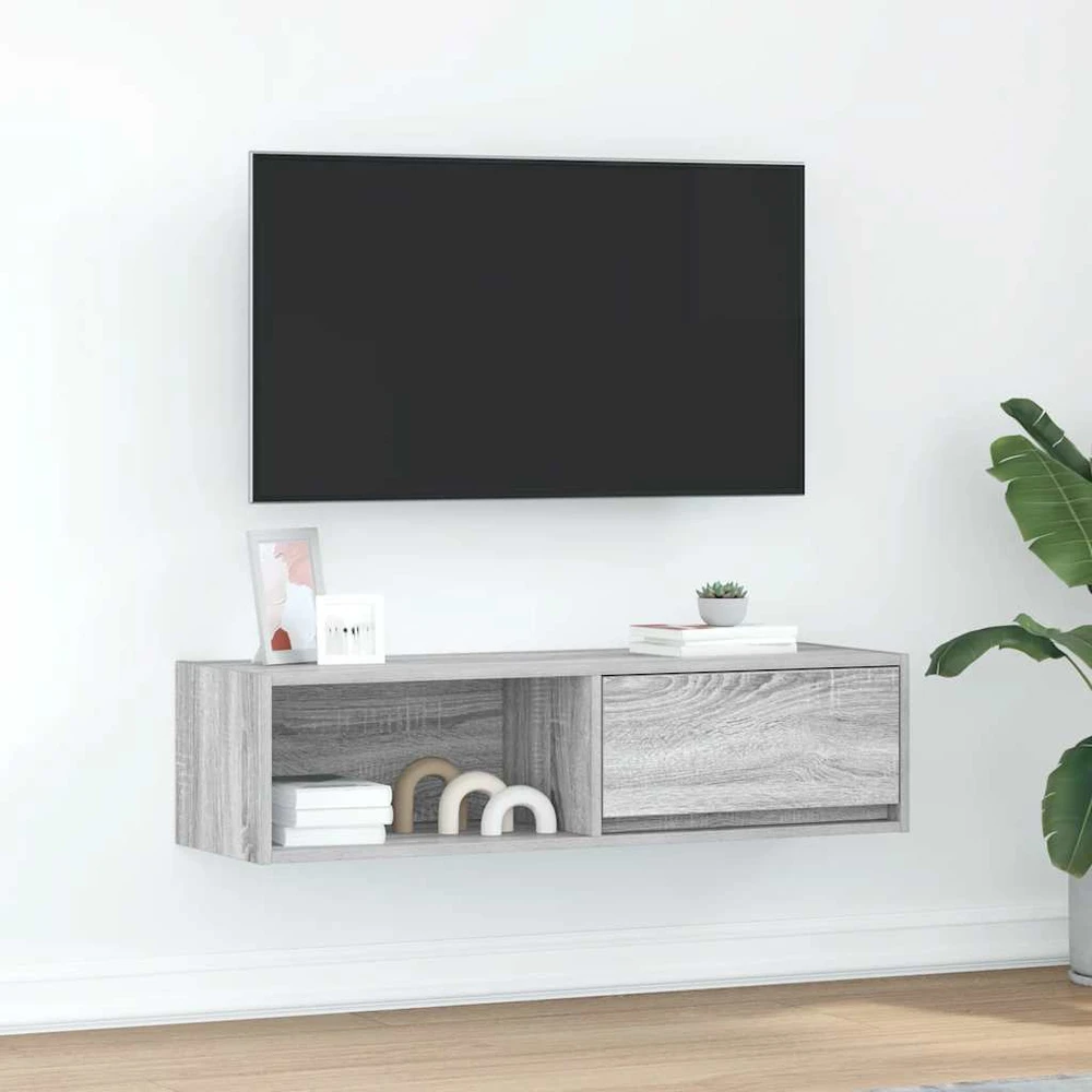 TV staliukas Televizoriaus spintelė, pilka ąžuolo, 100x31x25,5 cm, mediena