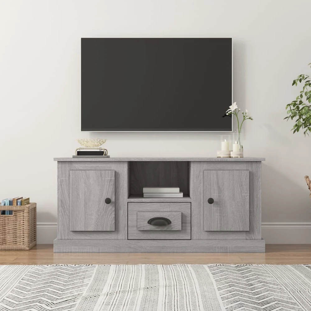 TV staliukas Televizoriaus spintelė, pilka ąžuolo, 100x35,5x45cm, mediena