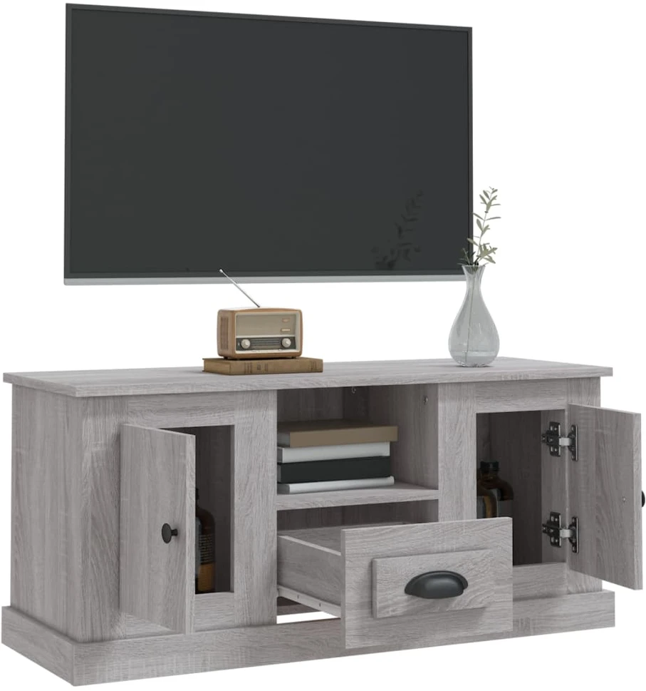 TV staliukas Televizoriaus spintelė, pilka ąžuolo, 100x35,5x45cm, mediena
