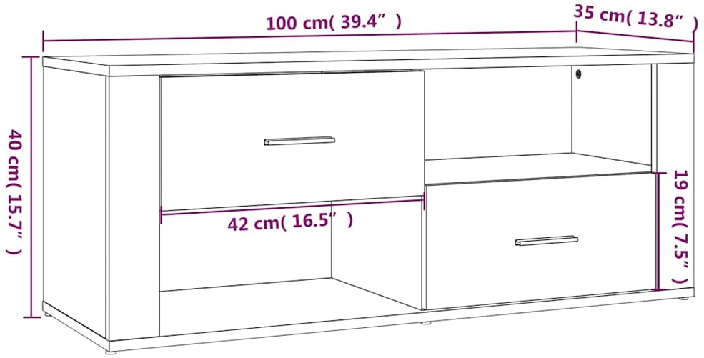 TV staliukas Televizoriaus spintelė, pilka ąžuolo, 100x35x40cm, mediena
