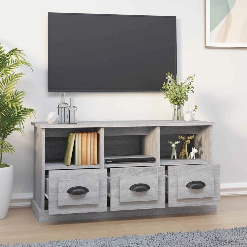 TV staliukas Televizoriaus spintelė, pilka ąžuolo, 100x35x50cm, mediena