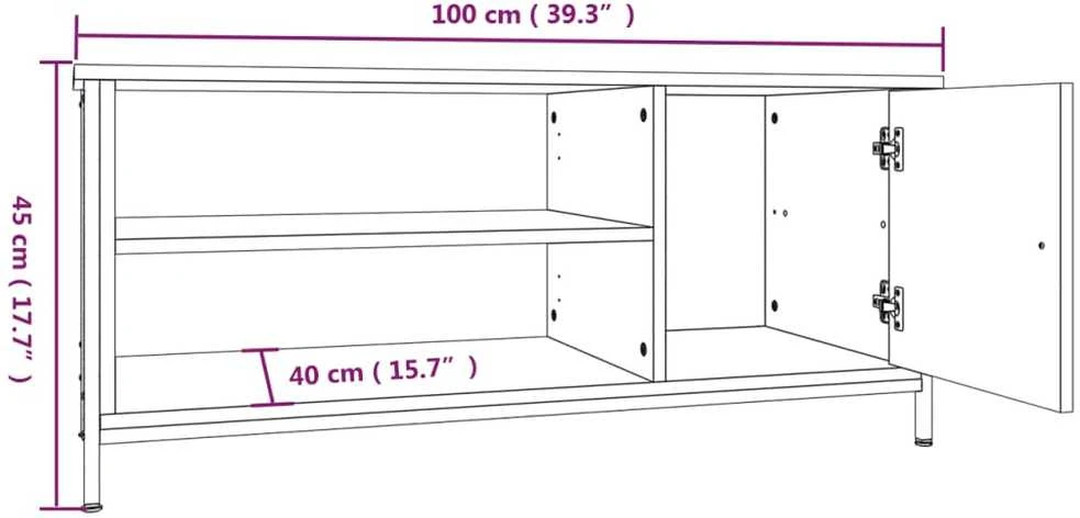 TV staliukas Televizoriaus spintelė, pilka ąžuolo, 100x40x45cm, mediena