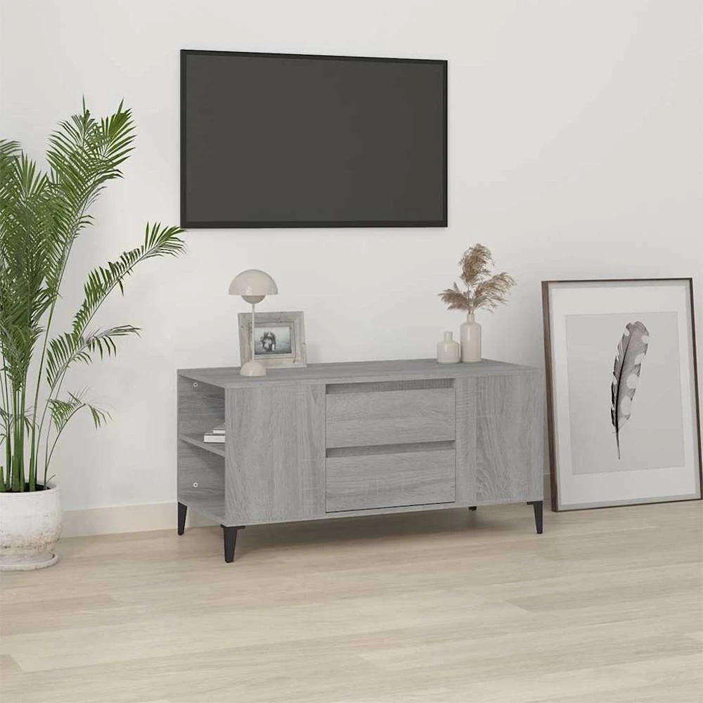 TV staliukas Televizoriaus spintelė, pilka ąžuolo, 102x44,5x50cm, mediena