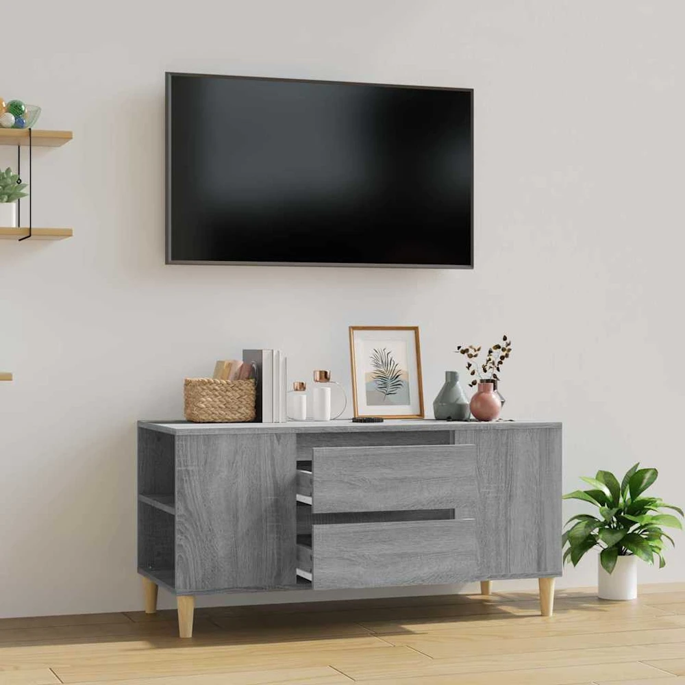TV staliukas Televizoriaus spintelė, pilka ąžuolo, 102x44,5x50cm, mediena