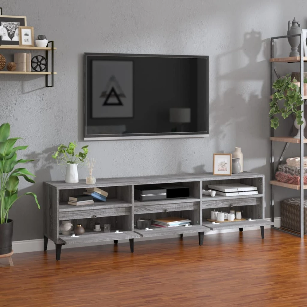 TV staliukas Televizoriaus spintelė, pilka ąžuolo, 150x30x44,5cm, mediena