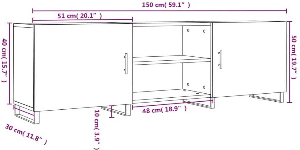 TV staliukas Televizoriaus spintelė, pilka ąžuolo, 150x30x50cm, mediena