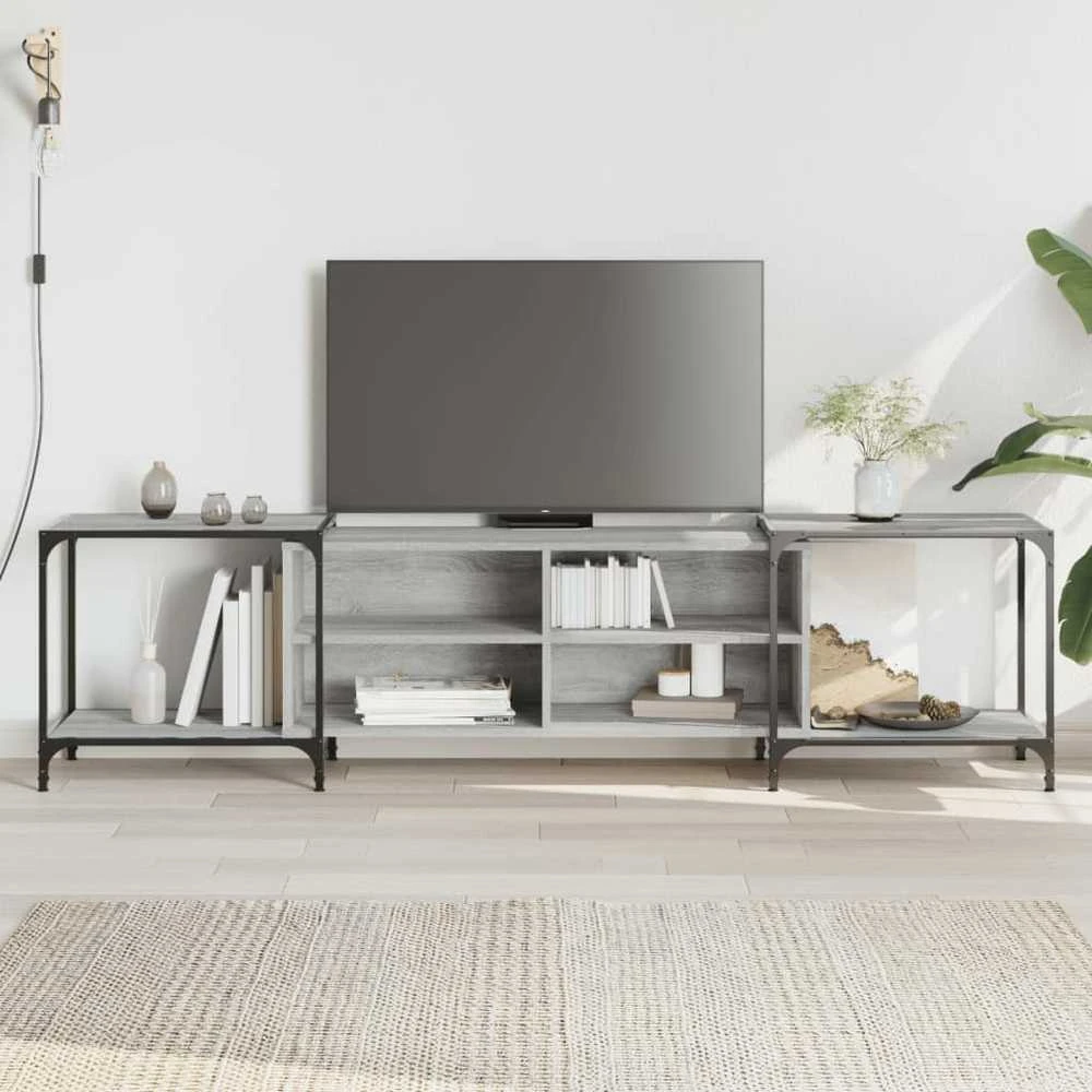 TV staliukas Televizoriaus spintelė, pilka ąžuolo, 203x37x50cm, mediena