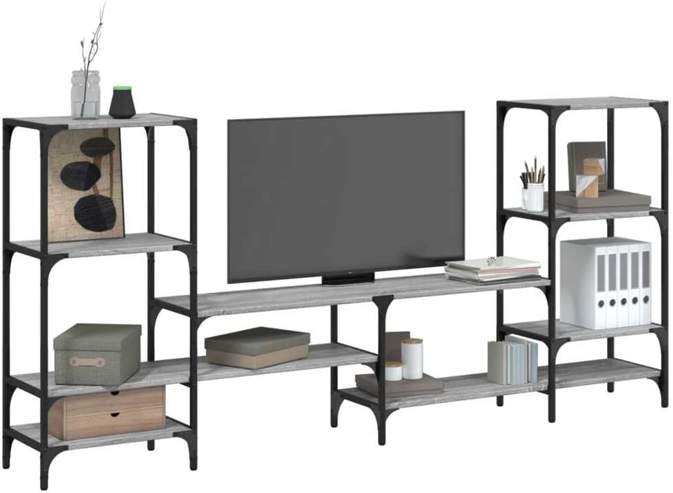 TV staliukas Televizoriaus spintelė, pilka ąžuolo, 206,5x28,5x95cm, mediena