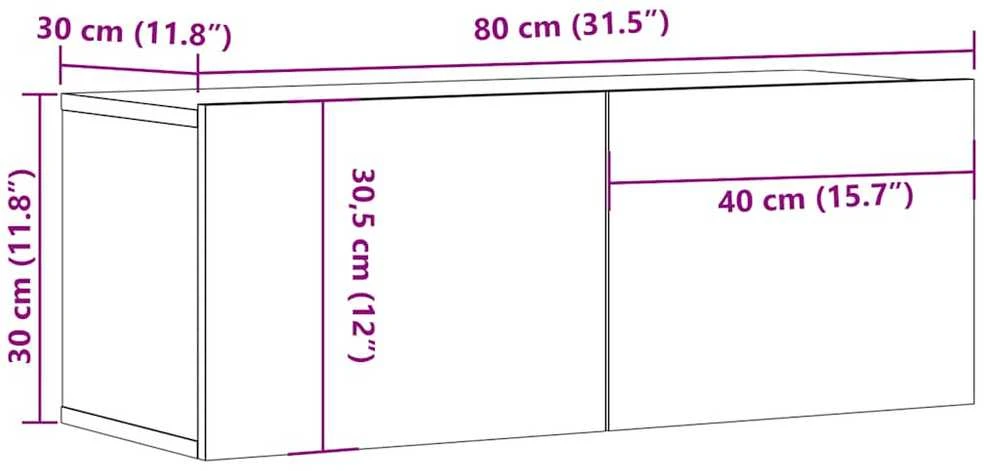 TV staliukas Televizoriaus spintelė, pilka ąžuolo, 80x30x30cm, mediena