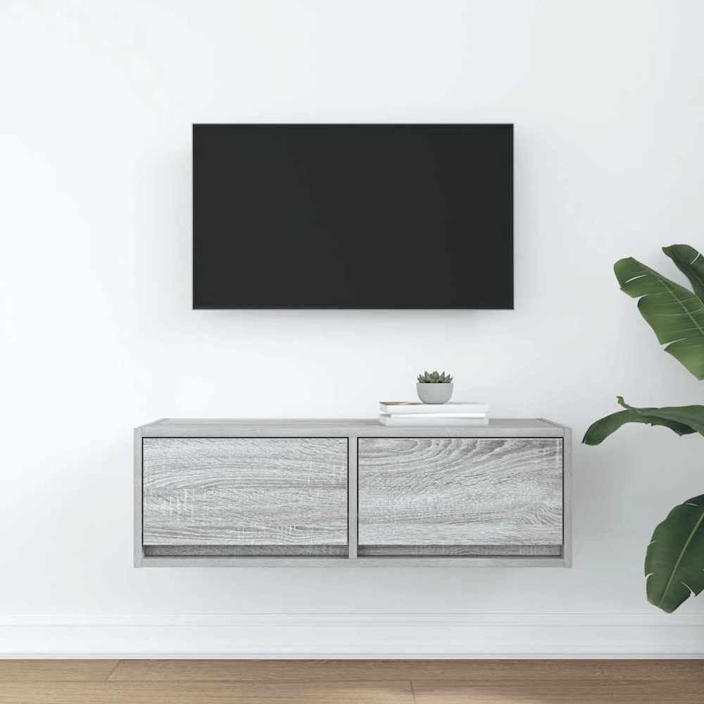 TV staliukas Televizoriaus spintelė, pilka ąžuolo, 80x31x25,5 cm, mediena