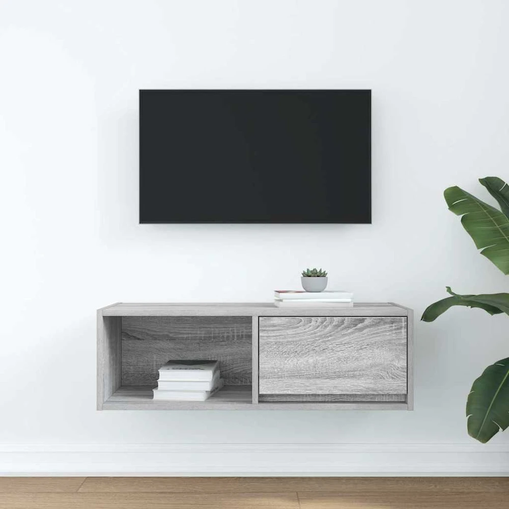 TV staliukas Televizoriaus spintelė, pilka ąžuolo, 80x31x25,5 cm, mediena