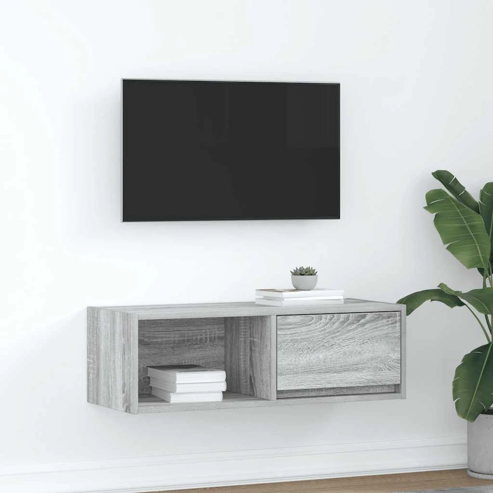 TV staliukas Televizoriaus spintelė, pilka ąžuolo, 80x31x25,5 cm, mediena