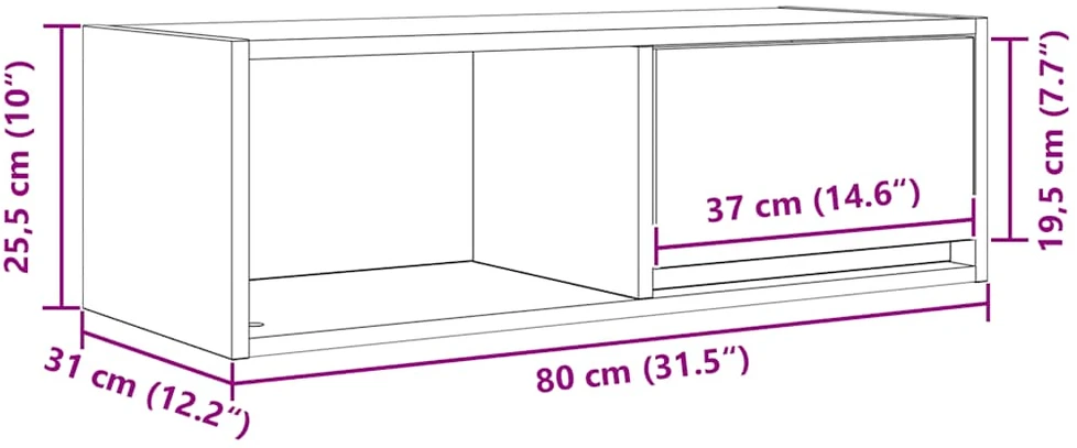 TV staliukas Televizoriaus spintelė, pilka ąžuolo, 80x31x25,5 cm, mediena