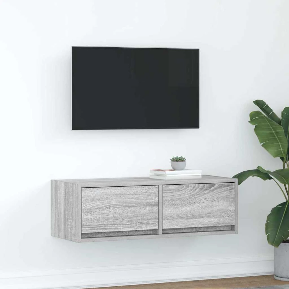 TV staliukas Televizoriaus spintelė, pilka ąžuolo, 80x31x25,5 cm, mediena