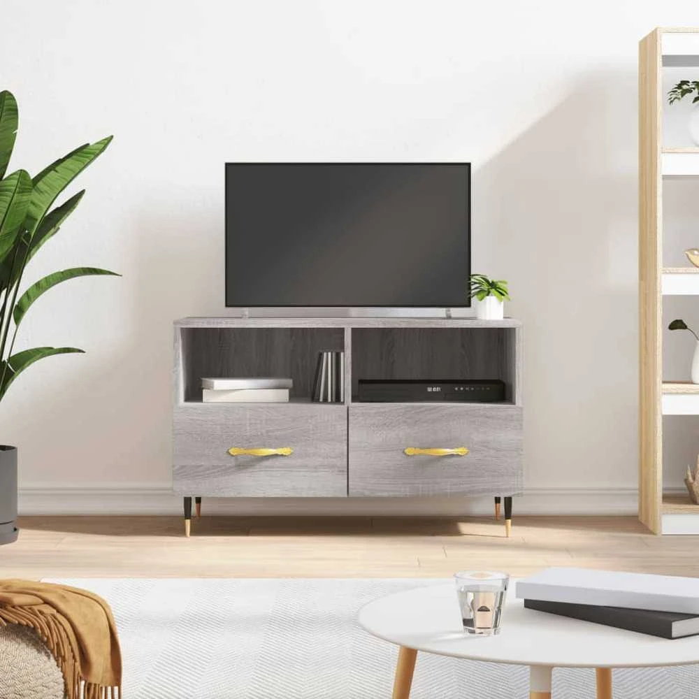 TV staliukas Televizoriaus spintelė, pilka ąžuolo, 80x36x50cm, mediena
