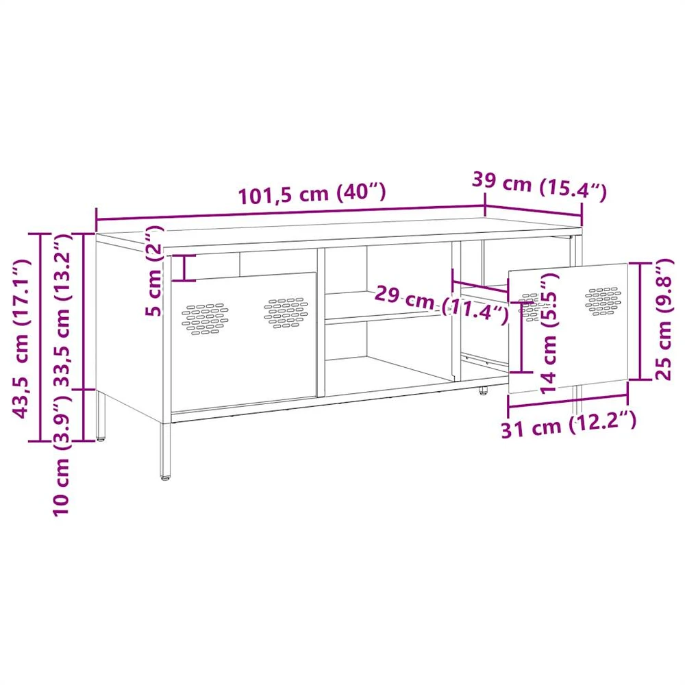 TV staliukas Televizoriaus spintelė, rožinė, 101,5x39x43,5cm, plienas