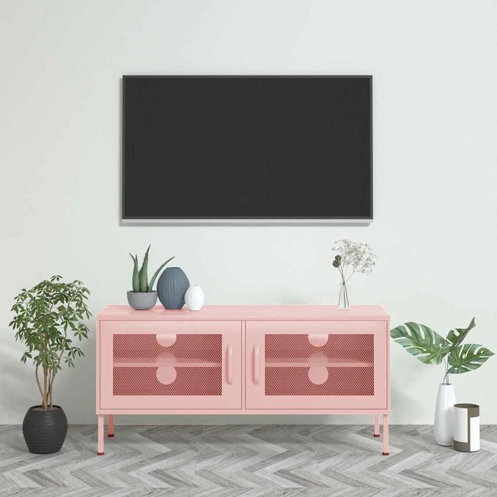TV staliukas Televizoriaus spintelė, rožinė, 105x35x50cm, plienas