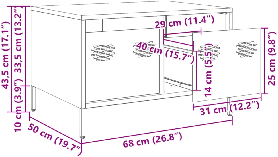 TV staliukas Televizoriaus spintelė, rožinė, 68x50x43,5cm, plienas