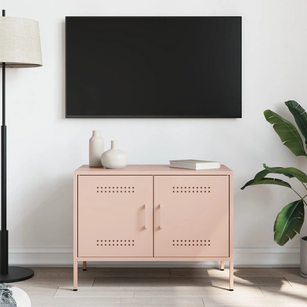 TV staliukas Televizoriaus spintelė, rožinės spalvos, 68x39x50,5cm, plienas