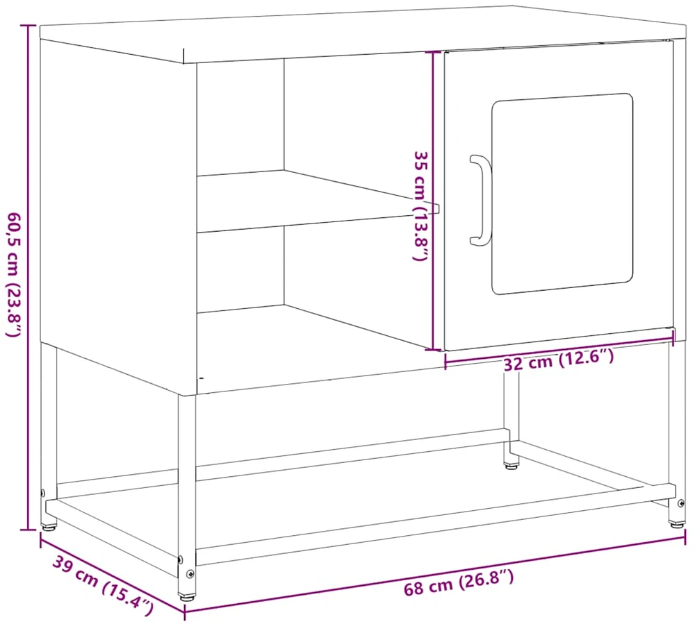 TV staliukas Televizoriaus spintelė, rožinės spalvos, 68x39x60,5cm, plienas