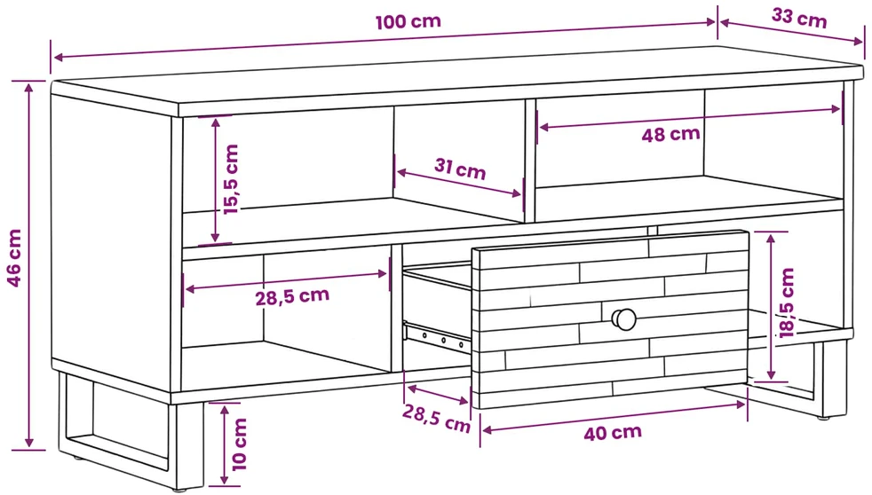 Televizoriaus spintelė Ruda 100 x 33 x 46 cm Kietas mango medis