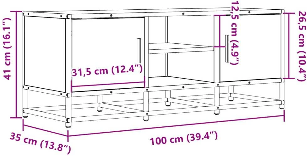 TV staliukas Televizoriaus spintelė, ruda, 100x35x41cm, mediena ir metalas