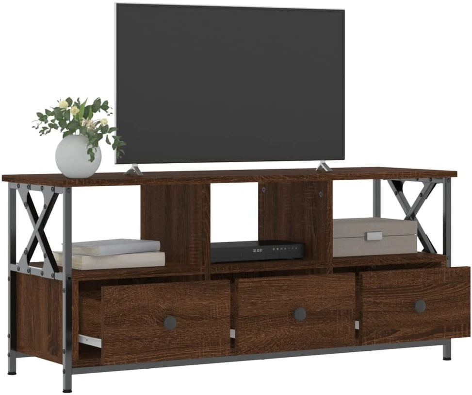 TV staliukas Televizoriaus spintelė, ruda, 102x33x45cm, mediena ir geležis