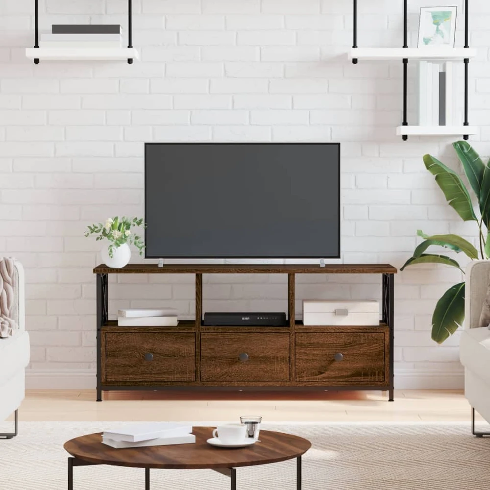 TV staliukas Televizoriaus spintelė, ruda, 102x33x45cm, mediena ir geležis