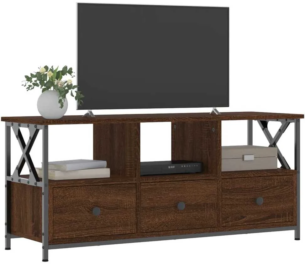 TV staliukas Televizoriaus spintelė, ruda, 102x33x45cm, mediena ir geležis