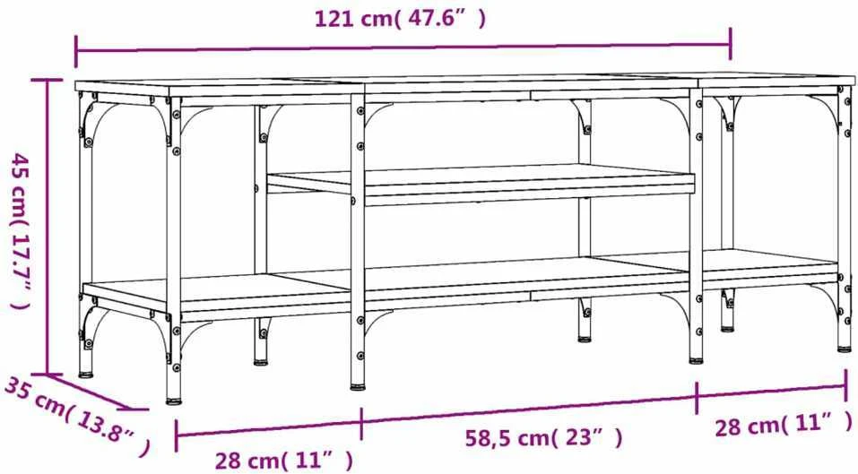TV staliukas Televizoriaus spintelė, ruda, 121x35x45cm, mediena ir geležis