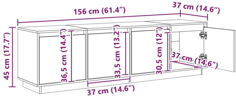 TV staliukas Televizoriaus spintelė 156 x 37 x 45 cm Ruda Apdirbta mediena