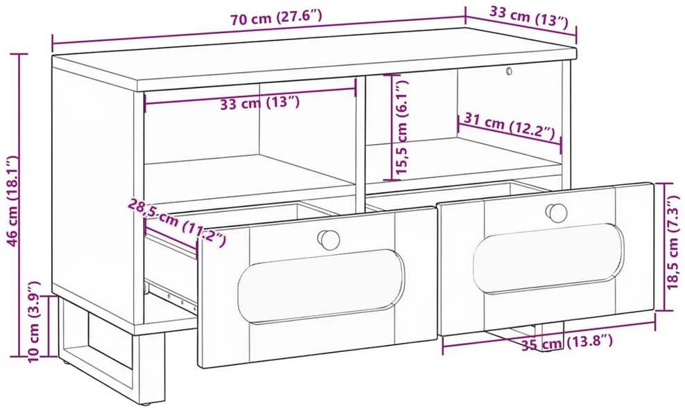 Televizoriaus spintelė Ruda 70 x 33 x 46 cm Kietas mango medis