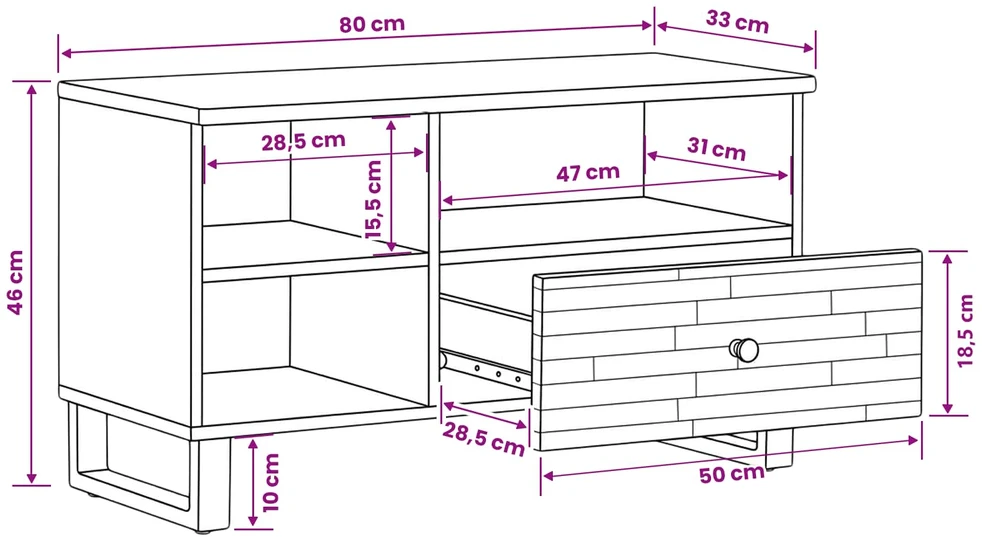 Televizoriaus spintelė Ruda 80 x 33 x 46 cm Kietas mango medis