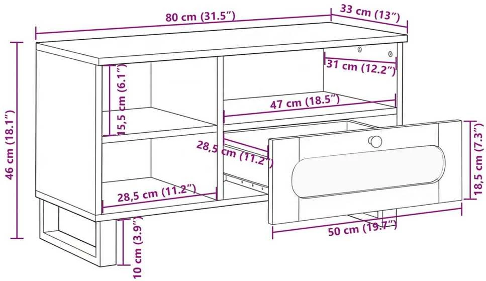Televizoriaus spintelė Ruda 80 x 33 x 46 cm Kietas mango medis