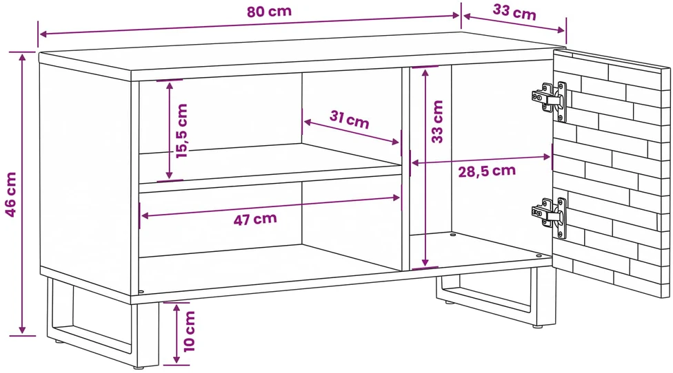 Televizoriaus spintelė Ruda 80 x 33 x 46 cm Kietas mango medis