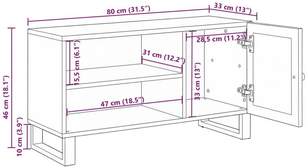 Televizoriaus spintelė Ruda 80 x 33 x 46 cm Kietas mango medis