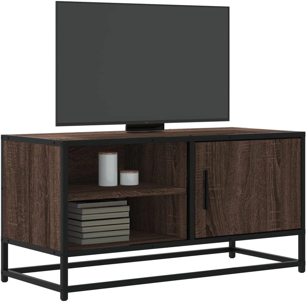 TV staliukas Televizoriaus spintelė, ruda, 80x34,5x40cm, mediena ir metalas
