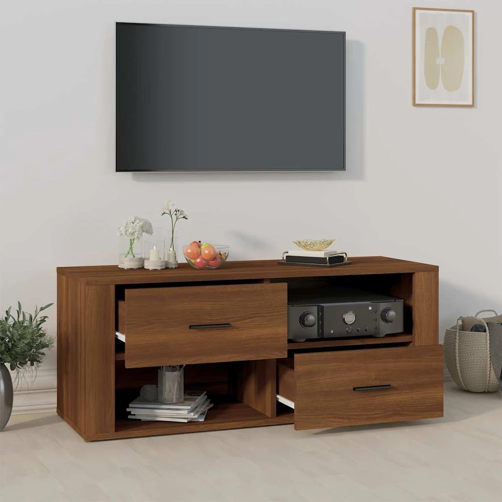 TV staliukas Televizoriaus spintelė, ruda ąžuolo, 100x35x40cm, mediena