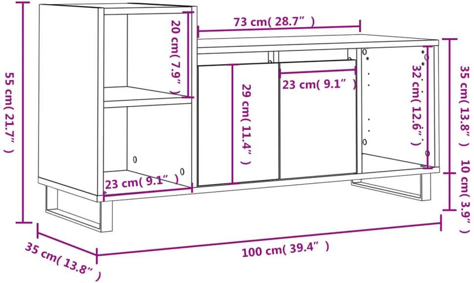 TV staliukas Televizoriaus spintelė, ruda ąžuolo, 100x35x55cm, mediena