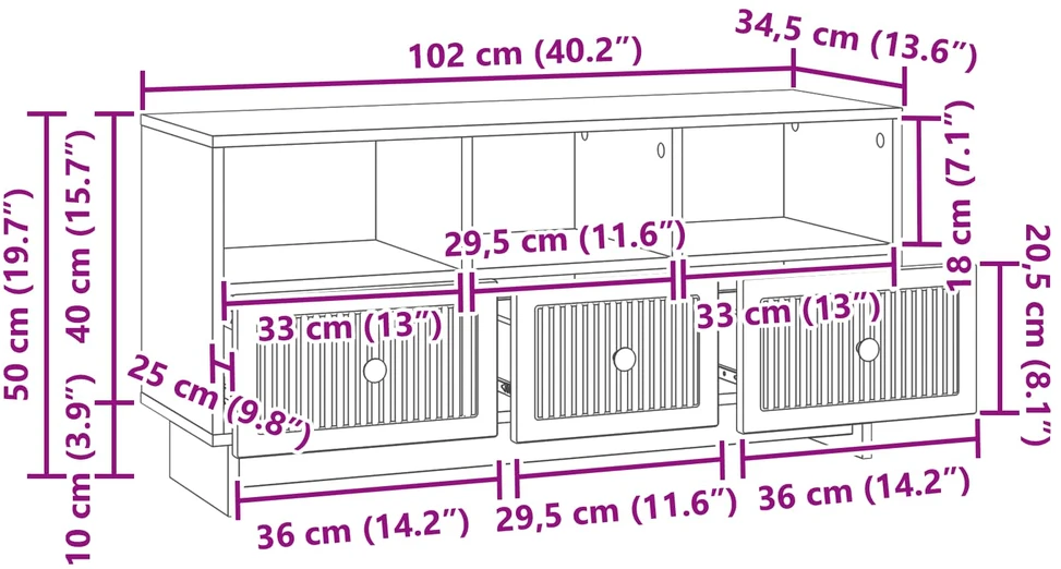 TV staliukas Televizoriaus spintelė Sendintos medienos 102 x 34,5 x 50 cm