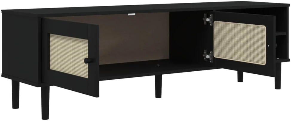 TV staliukas Televizoriaus spintelė SENJA, juoda, 158x40x49cm, pušis