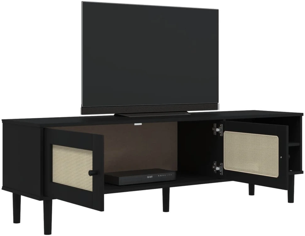 TV staliukas Televizoriaus spintelė SENJA, juoda, 158x40x49cm, pušis