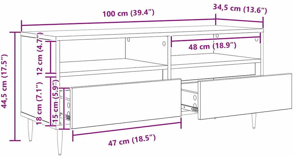 TV staliukas Televizoriaus spintelė Senovinis medis 100 x 34,5 x 44,5 cm