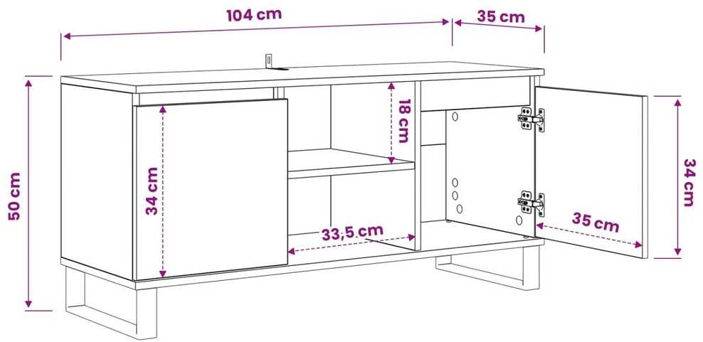 TV staliukas Televizoriaus spintelė 104 x 35 x 50 cm Senovinis medis