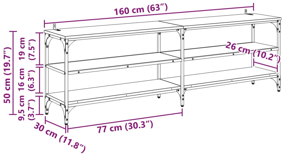 TV staliukas Televizoriaus spintelė Senovinis medis 160 x 30 x 50 cm