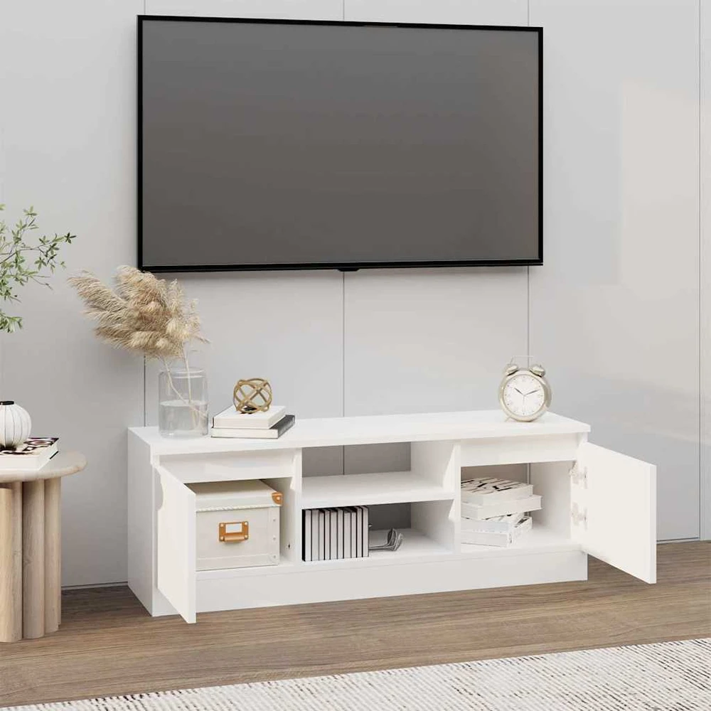 TV staliukas Televizoriaus spintelė su durelėmis, balta, 102x30x36cm