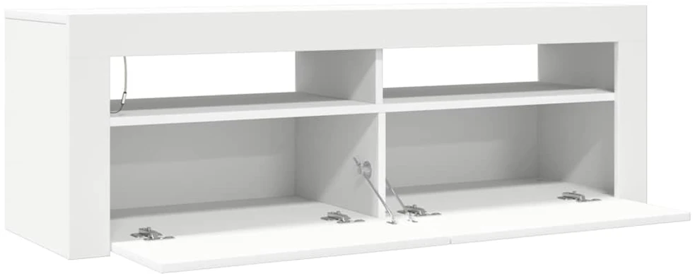 TV staliukas Televizoriaus spintelė su LED apšvietimu, balta, 120x35x40cm
